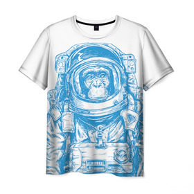 Мужская футболка 3D с принтом Космомакака в Курске, 100% полиэфир | прямой крой, круглый вырез горловины, длина до линии бедер | Тематика изображения на принте: день космонавтики | звезда | звезды | космонавт | космонавты | космос | планета | планеты | ракета | ракеты