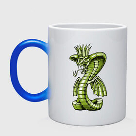 Кружка хамелеон с принтом Королевская кобра в Курске, керамика | меняет цвет при нагревании, емкость 330 мл | дракон | змея | кобра | корона | монстр
