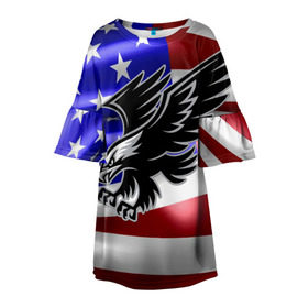 Детское платье 3D с принтом Флаг США с орлом в Курске, 100% полиэстер | прямой силуэт, чуть расширенный к низу. Круглая горловина, на рукавах — воланы | usa | америка | белоголовый | герб | государство | доллар | дядя сэм | звездно полосатый флаг | лысый | нато | оон | орел | птица | свобода | символ | соединённые штаты америки | страна | сша | штат