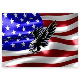 Поздравительная открытка с принтом Флаг США с орлом в Курске, 100% бумага | плотность бумаги 280 г/м2, матовая, на обратной стороне линовка и место для марки
 | usa | америка | белоголовый | герб | государство | доллар | дядя сэм | звездно полосатый флаг | лысый | нато | оон | орел | птица | свобода | символ | соединённые штаты америки | страна | сша | штат