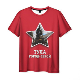 Мужская футболка 3D с принтом Тула город-герой в Курске, 100% полиэфир | прямой крой, круглый вырез горловины, длина до линии бедер | Тематика изображения на принте: битва | великая | война | герой | город | день | отечественная | победы | тула