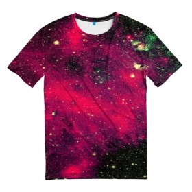 Мужская футболка 3D с принтом Розовый космос в Курске, 100% полиэфир | прямой крой, круглый вырез горловины, длина до линии бедер | nebula | space | star | вселенная | звезды | земля | космический | космос | планеты | плеяды | пространство | созвездие