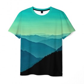 Мужская футболка 3D с принтом Туманный лес в Курске, 100% полиэфир | прямой крой, круглый вырез горловины, длина до линии бедер | 
