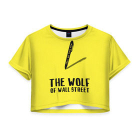 Женская футболка 3D укороченная с принтом Волк с Уолл Стрит в Курске, 100% полиэстер | круглая горловина, длина футболки до линии талии, рукава с отворотами | the wolf of wall street | волк с уолл стрит | леонардо дикаприо | мартин скорсезе | продай мне эту ручку