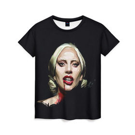 Женская футболка 3D с принтом Леди Гага в Курске, 100% полиэфир ( синтетическое хлопкоподобное полотно) | прямой крой, круглый вырез горловины, длина до линии бедер | Тематика изображения на принте: lady gaga | леди гага