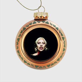 Стеклянный ёлочный шар с принтом Леди Гага в Курске, Стекло | Диаметр: 80 мм | Тематика изображения на принте: lady gaga | леди гага