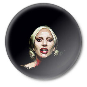 Значок с принтом Леди Гага в Курске,  металл | круглая форма, металлическая застежка в виде булавки | Тематика изображения на принте: lady gaga | леди гага