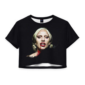 Женская футболка 3D укороченная с принтом Леди Гага в Курске, 100% полиэстер | круглая горловина, длина футболки до линии талии, рукава с отворотами | lady gaga | леди гага