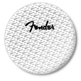 Значок с принтом Fender в Курске,  металл | круглая форма, металлическая застежка в виде булавки | fender | gibson | guitar | ibanez | music | rock | гитара | музыка | рок