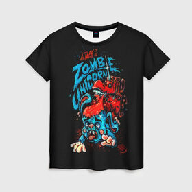 Женская футболка 3D с принтом Зомби в Курске, 100% полиэфир ( синтетическое хлопкоподобное полотно) | прямой крой, круглый вырез горловины, длина до линии бедер | 3d | zombi | арт | другие | единорог | заяц | зомби | мозги | популярные | прикольные