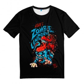 Мужская футболка 3D с принтом Зомби в Курске, 100% полиэфир | прямой крой, круглый вырез горловины, длина до линии бедер | 3d | zombi | арт | другие | единорог | заяц | зомби | мозги | популярные | прикольные