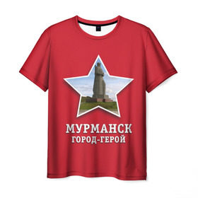 Мужская футболка 3D с принтом Мурманск город-герой в Курске, 100% полиэфир | прямой крой, круглый вырез горловины, длина до линии бедер | 9мая | великая | война | герой | город | день | мурманск | отечественная | победы