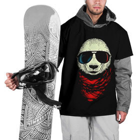 Накидка на куртку 3D с принтом Панда Хипстер в Курске, 100% полиэстер |  | 3d | бандана | животные | медвежата | очки | панда хипстер | прикольные | стильные