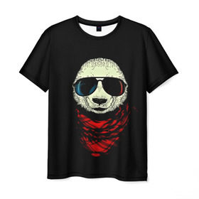 Мужская футболка 3D с принтом Панда Хипстер в Курске, 100% полиэфир | прямой крой, круглый вырез горловины, длина до линии бедер | Тематика изображения на принте: 3d | бандана | животные | медвежата | очки | панда хипстер | прикольные | стильные