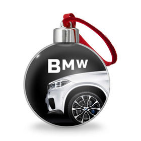 Ёлочный шар с принтом BMW белая в Курске, Пластик | Диаметр: 77 мм | bmw | x3 x4 x5 x6 x7 x8 | авто | автомобиль | блатная | бмв | бумер | бэха | иномарка | концерн | красивая | крутая | марка немецкая | машина | пацанский таз | прикольная | тачила | тачка
