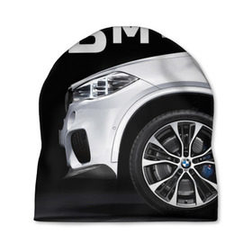Шапка 3D с принтом BMW белая в Курске, 100% полиэстер | универсальный размер, печать по всей поверхности изделия | bmw | x3 x4 x5 x6 x7 x8 | авто | автомобиль | блатная | бмв | бумер | бэха | иномарка | концерн | красивая | крутая | марка немецкая | машина | пацанский таз | прикольная | тачила | тачка