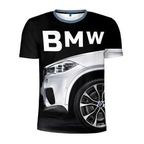 Мужская футболка 3D спортивная с принтом BMW белая в Курске, 100% полиэстер с улучшенными характеристиками | приталенный силуэт, круглая горловина, широкие плечи, сужается к линии бедра | bmw | x3 x4 x5 x6 x7 x8 | авто | автомобиль | блатная | бмв | бумер | бэха | иномарка | концерн | красивая | крутая | марка немецкая | машина | пацанский таз | прикольная | тачила | тачка