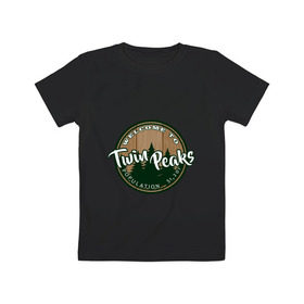 Детская футболка хлопок с принтом Twin Peaks в Курске, 100% хлопок | круглый вырез горловины, полуприлегающий силуэт, длина до линии бедер | Тематика изображения на принте: twin peaks твин пикс | девид линч | лес | лора палмер | сова | туман