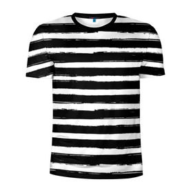 Мужская футболка 3D спортивная с принтом Тельняшка в Курске, 100% полиэстер с улучшенными характеристиками | приталенный силуэт, круглая горловина, широкие плечи, сужается к линии бедра | геометрия | зебра | линии | полосы | тельняшка | узор | черно белый
