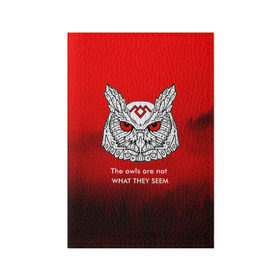 Обложка для паспорта матовая кожа с принтом Twin Peaks в Курске, натуральная матовая кожа | размер 19,3 х 13,7 см; прозрачные пластиковые крепления | twin peaks твин пикс | девид линч | лес | лора палмер | сова | туман