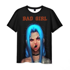 Мужская футболка 3D с принтом Bad Girl в Курске, 100% полиэфир | прямой крой, круглый вырез горловины, длина до линии бедер | 3d | girl | девушка | прикольные | рок | синие волосы | скандалистка | эмо