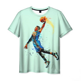 Мужская футболка 3D с принтом Russell Westbrook в Курске, 100% полиэфир | прямой крой, круглый вырез горловины, длина до линии бедер | basketball | nba | oklahoma city | russell westbrook | thunder | арт | баскетбол | картинка | краски | оклахома сити | прикольные | рассел уэстбрук | рисунок | спорт | тандер | цветные | яркие