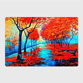 Магнитный плакат 3Х2 с принтом Autumn в Курске, Полимерный материал с магнитным слоем | 6 деталей размером 9*9 см | 3d | вода | деревья | другие | желтый | живопись | картинка | краски | листья | осень | пейзаж | прикольные | природа | река | рисунок | яркие