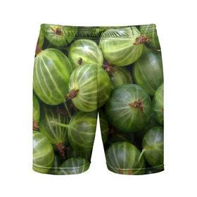 Мужские шорты 3D спортивные с принтом Крыжовник в Курске,  |  | Тематика изображения на принте: еда | зеленый | крыжовник | растения | текстура | фрукты | ягоды