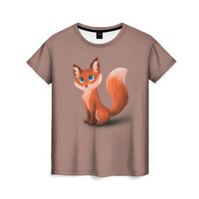 Женская футболка 3D с принтом Paint в Курске, 100% полиэфир ( синтетическое хлопкоподобное полотно) | прямой крой, круглый вырез горловины, длина до линии бедер | fox | red | лиса | лисенок | рыжая
