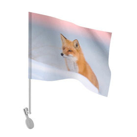 Флаг для автомобиля с принтом Morning в Курске, 100% полиэстер | Размер: 30*21 см | fox | red | лиса | лисенок | рыжая