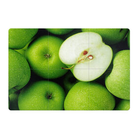 Магнитный плакат 3Х2 с принтом Зеленые яблоки в Курске, Полимерный материал с магнитным слоем | 6 деталей размером 9*9 см | еда | зеленый | фрукты | яблоко