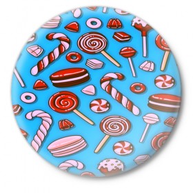Значок с принтом Candy в Курске,  металл | круглая форма, металлическая застежка в виде булавки | 3d | summer | вкусные | десерт | другие | еда | конфеты | лето | мороженное | пирожные | прикольные | сладости | сладость | текстуры | тортики | яркие