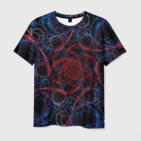 Мужская футболка 3D с принтом Оптические линии в Курске, 100% полиэфир | прямой крой, круглый вырез горловины, длина до линии бедер | 3d | абстракция | другие | краска | линии | оптические | полосы | прикольные | разводы | узоры | фрактал | цветные | яркие