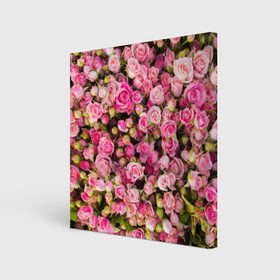 Холст квадратный с принтом Розовый рай в Курске, 100% ПВХ |  | бутон | лепестки | роза | розовый | розочка | цветок | цветы