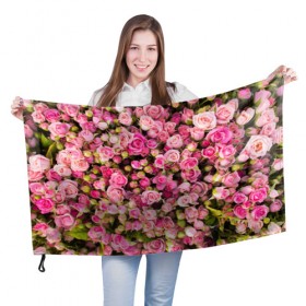 Флаг 3D с принтом Розовый рай в Курске, 100% полиэстер | плотность ткани — 95 г/м2, размер — 67 х 109 см. Принт наносится с одной стороны | Тематика изображения на принте: бутон | лепестки | роза | розовый | розочка | цветок | цветы