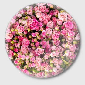 Значок с принтом Розовый рай в Курске,  металл | круглая форма, металлическая застежка в виде булавки | Тематика изображения на принте: бутон | лепестки | роза | розовый | розочка | цветок | цветы