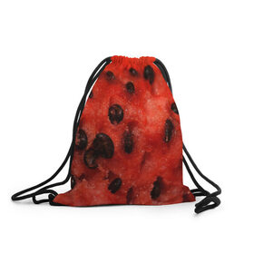 Рюкзак-мешок 3D с принтом Арбуз 3 в Курске, 100% полиэстер | плотность ткани — 200 г/м2, размер — 35 х 45 см; лямки — толстые шнурки, застежка на шнуровке, без карманов и подкладки | арбуз | еда | косточки | красный | растения | фрукты | ягода