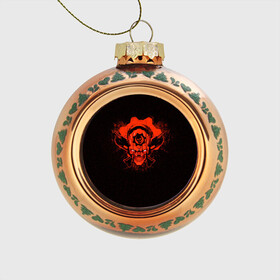 Стеклянный ёлочный шар с принтом Gears of War в Курске, Стекло | Диаметр: 80 мм | gears | skull | war | маркус | феникс | череп