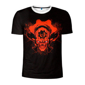 Мужская футболка 3D спортивная с принтом Gears of War в Курске, 100% полиэстер с улучшенными характеристиками | приталенный силуэт, круглая горловина, широкие плечи, сужается к линии бедра | gears | skull | war | маркус | феникс | череп