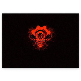 Поздравительная открытка с принтом Gears of War в Курске, 100% бумага | плотность бумаги 280 г/м2, матовая, на обратной стороне линовка и место для марки
 | Тематика изображения на принте: gears | skull | war | маркус | феникс | череп