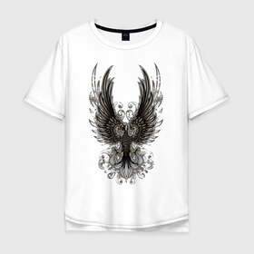 Мужская футболка хлопок Oversize с принтом Феникс в Курске, 100% хлопок | свободный крой, круглый ворот, “спинка” длиннее передней части | орел | птица | феникс