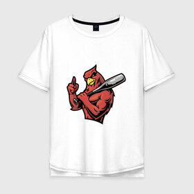 Мужская футболка хлопок Oversize с принтом Орел в Курске, 100% хлопок | свободный крой, круглый ворот, “спинка” длиннее передней части | бейсбол | бита | орел | птица