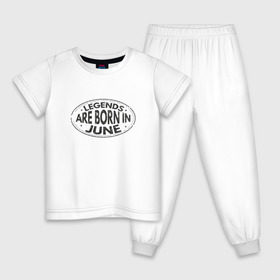 Детская пижама хлопок с принтом Легенды рождаются в Июне в Курске, 100% хлопок |  брюки и футболка прямого кроя, без карманов, на брюках мягкая резинка на поясе и по низу штанин
 | legend june