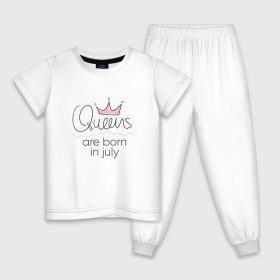 Детская пижама хлопок с принтом Королевы рождаются в июле в Курске, 100% хлопок |  брюки и футболка прямого кроя, без карманов, на брюках мягкая резинка на поясе и по низу штанин
 | queen july