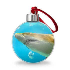 Ёлочный шар с принтом Тигровая акула в Курске, Пластик | Диаметр: 77 мм | Тематика изображения на принте: голубое море | океан | рыба