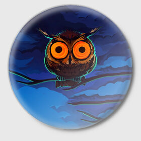 Значок с принтом Глаза в Курске,  металл | круглая форма, металлическая застежка в виде булавки | owl | мудрость | птица | сова | филин