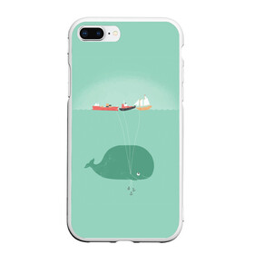 Чехол для iPhone 7Plus/8 Plus матовый с принтом Кит с корабликами в Курске, Силикон | Область печати: задняя сторона чехла, без боковых панелей | Тематика изображения на принте: кит | корабли | лодки | море | океан | шарики | якорь | якоря