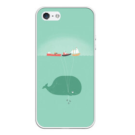 Чехол для iPhone 5/5S матовый с принтом Кит с корабликами в Курске, Силикон | Область печати: задняя сторона чехла, без боковых панелей | кит | корабли | лодки | море | океан | шарики | якорь | якоря