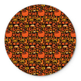 Коврик круглый с принтом Тыквы Хэллоуин в Курске, резина и полиэстер | круглая форма, изображение наносится на всю лицевую часть | крик | монстры | овощи | праздник | тыква | хэллоуин