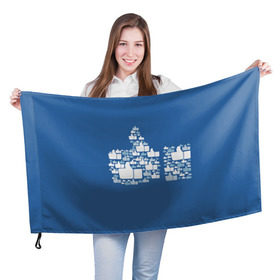 Флаг 3D с принтом Лайк в Курске, 100% полиэстер | плотность ткани — 95 г/м2, размер — 67 х 109 см. Принт наносится с одной стороны | белый | вверх | лайк | лучшее | мне нравится | новинки | палец | популярное | рука | синий | цвет